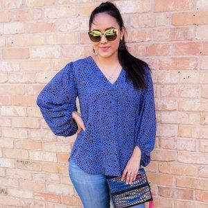 Flying First Class Blue Leopard Shift Top